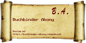 Buchbinder Abony névjegykártya